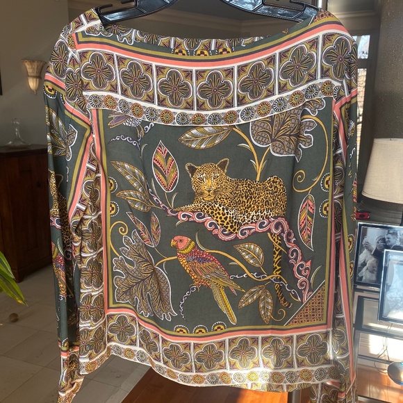 J. Crew Flowing boatneck top, jungle print XS - Picture 2 of 5
